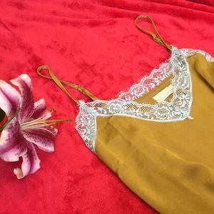 Urban Outfitters Lace Silk Slip Shirt